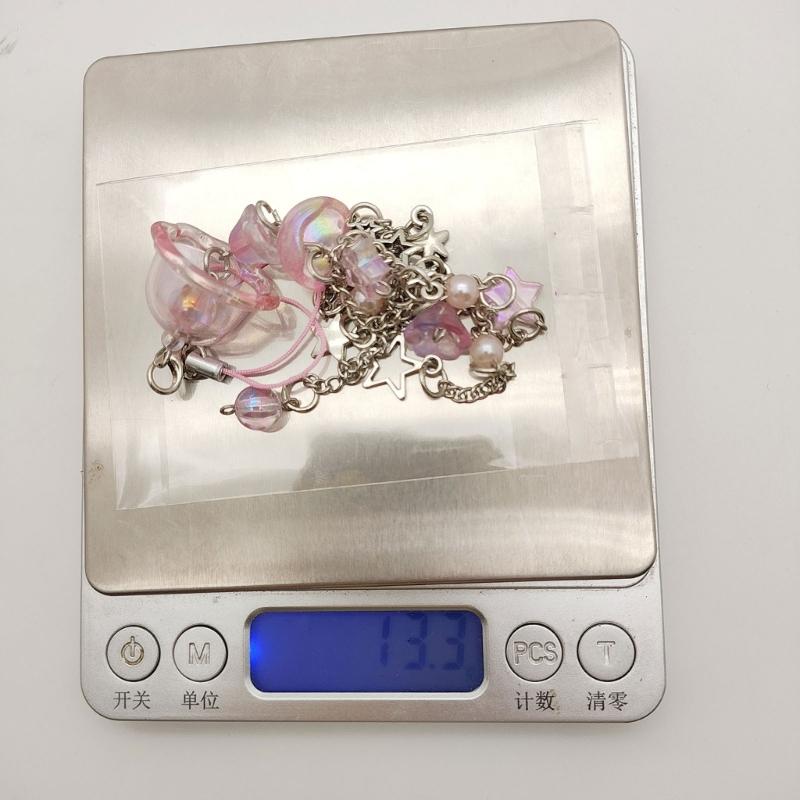 Cute Bead Pendant Phone Chain Y2K Style Fashion Purple Fringe Heart Star Bead Phone Lanyard for Girls Women Backpack