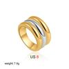 Retro Stainless Steel Flower Woven Geometric Ring with Wide Edges Double Layered Texture Simple and High-End Feeling Layered