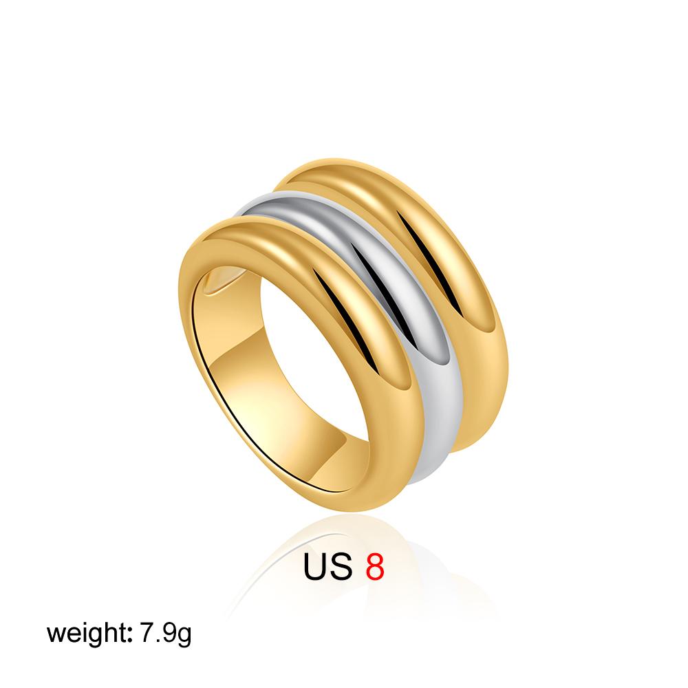 Retro Stainless Steel Flower Woven Geometric Ring with Wide Edges Double Layered Texture Simple and High-End Feeling Layered
