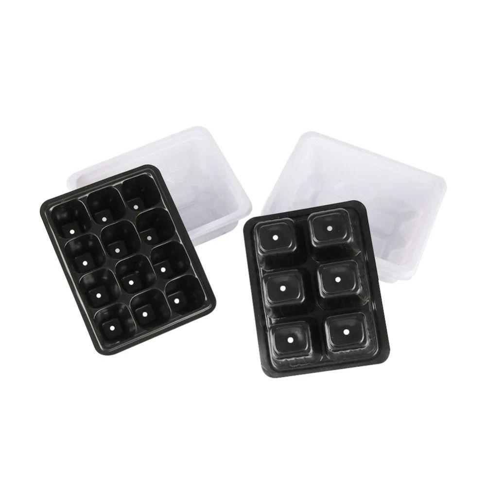 With Cover 12 Cells Seedling Trays White Square Portable Nursery Box Set Breathable Germination Box Greenhouse