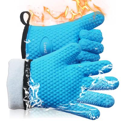 Loveuing Hitzebeständiger Ofen-Silikon-Fäustlinge, hitzebeständig, Ofen-Hitzebeständig, Geeignet für Ofenhandschuhe, Fäustlinge, Handschuhe, Handschuhe, beständig, wasserdicht, rutschfest,