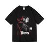 Men's Black Cotton T-shirt Action Character Graphic Print Short Sleeve Crew Neck Casual Streetwear Daily Tops