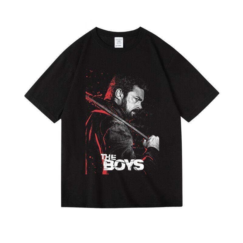 Men's Black Cotton T-shirt Action Character Graphic Print Short Sleeve Crew Neck Casual Streetwear Daily Tops