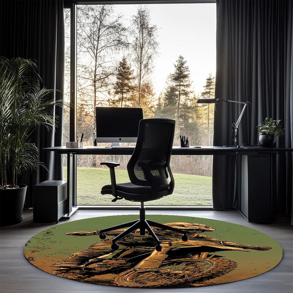Off Road Motorcycles Printed Round Rug Carpet Chair Rug Area Rug Entryway Doormats,for Office Chair Living Room Bedroom Kitchen Room.