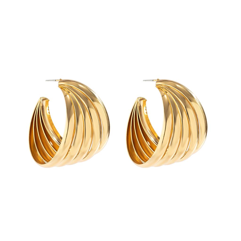 Ingemark Punk Vintage Smooth Metal Hoop Earrings for Women Gold Color C Shape Circle Geometric Earrings Trendy Jewelry Gifts New