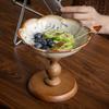 High-Value Fruit Plate Wooden High-Footed Fruit Plate Ceramic Pastry Plate Snack Tray Entrance Ornament Export