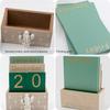 Desktop Perpetual Calendar Wooden Block Retro Calendar for Livingroom Office Shop Bar Desk Decor Week Month Day Display (Green cactus)