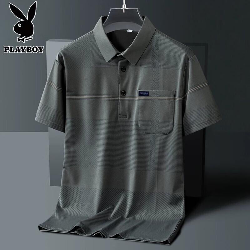 PLAYBOY Men s Ice Silk Breathable Polo Shirt L