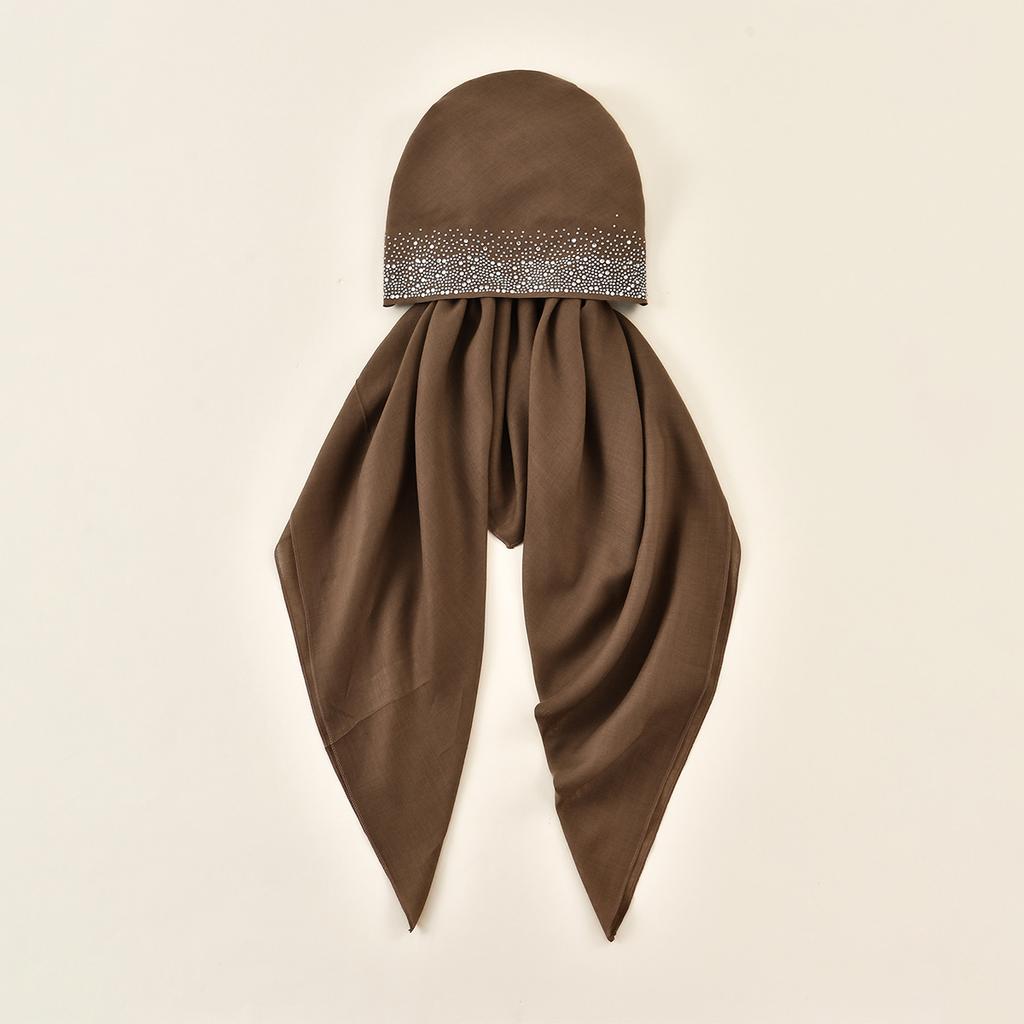 Premium Diamant Baumwolle Elastisches Stirnband Kappe Für Frau Muslimischer Hijab Hut Damenmode Sofortiger Schal Islamischer Turban 75*25cm
