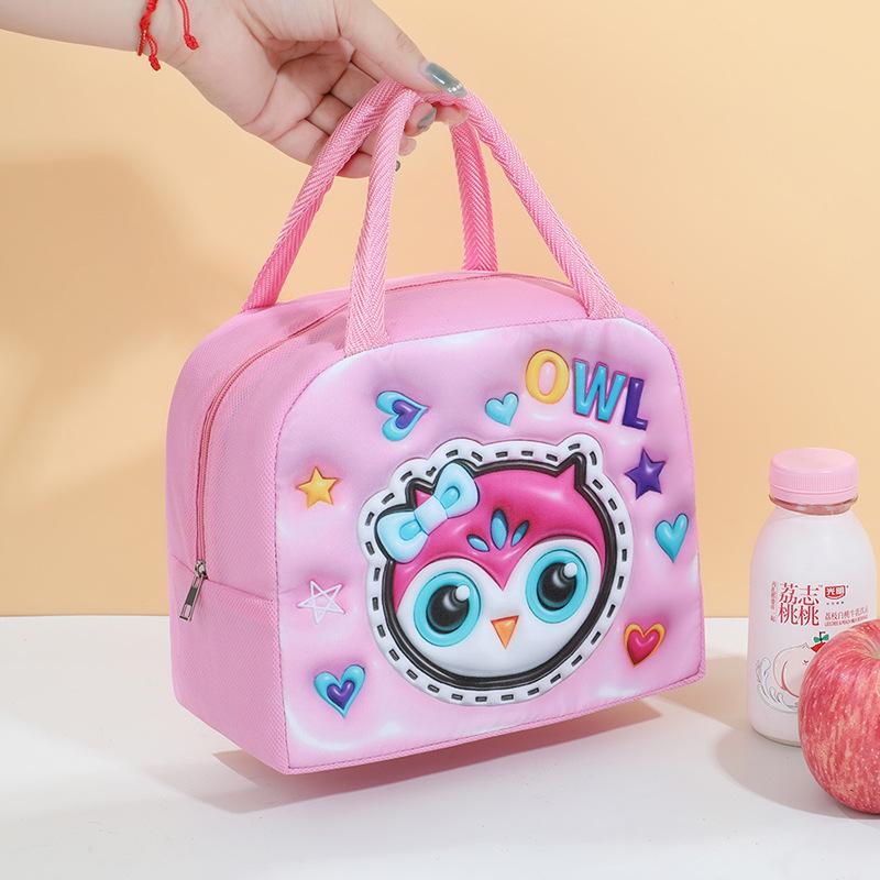Cute Dopamine Cartoon 3D Pattern Insulated Bento Lunch Bag for Work or School