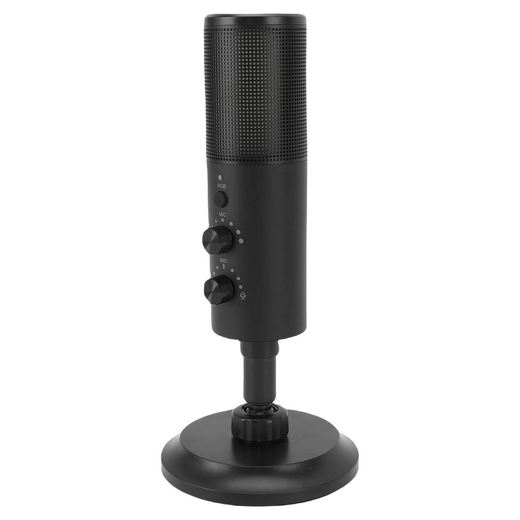USB Microphone with RGB Light Cardioid Microphone for Computer Mobile Phone Live Streaming