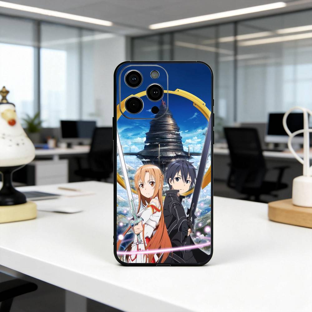 

S-Sword Art O-Online-sao ANIME Phone Case For iPhone 17, 16,15,14,13,12,11 Plus,Pro Max, Others Soft Black Cover iPhone17