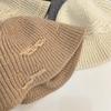 Autumn and winter wool patch fashion knitted bucket hat solid color warm simple bucket hat