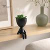Office Desk Planter 3D Printed Sitting Human Figure Succulents Planter, 2-in-1 Desktop Pot & Decor Ornament, Matte Finish Flowerpot One-Piece
