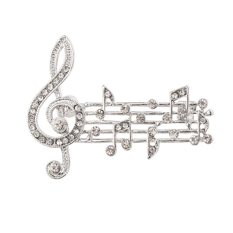 Fashion Exquisite Music Note Style Brooch Gold Silve Color Crystal Brooches For Women Musician Gift Concert Routine Jewelry