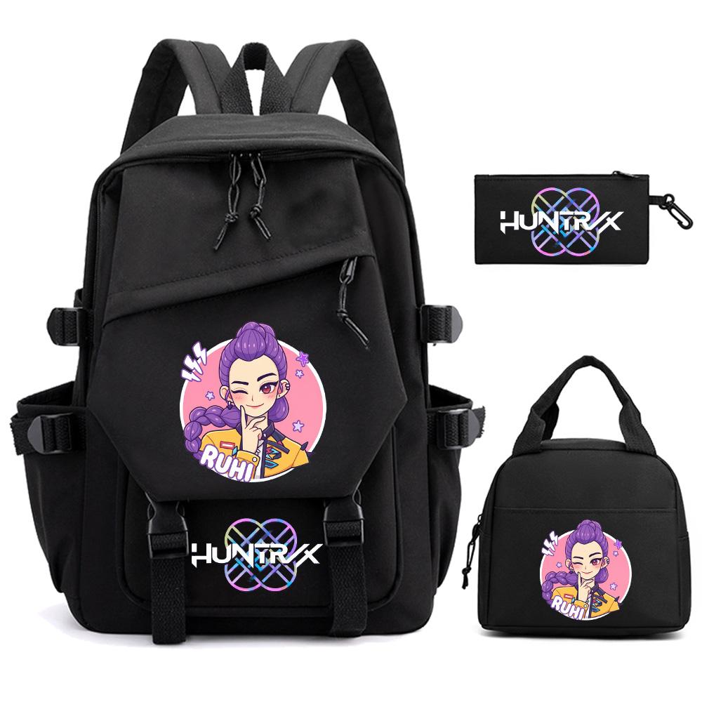 3Pcs/set K-pop Demon Hunters Printed Backpack for Teenger Boy Girl Large Capacity Schoolbag Children Student Bookbag Women Waterproof Travel Bag