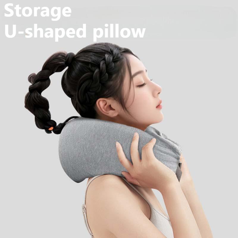 "Multi-Functional U-Shaped Travel Pillow - Fill with Clothes,Plush Padding & Ergonomic Neck Support for Airplane/Office/Car Use"
