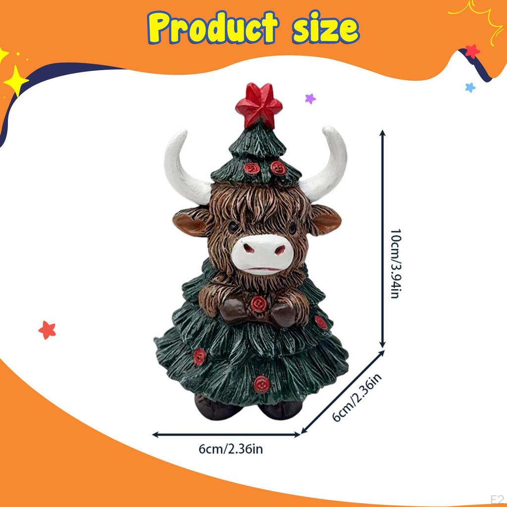 Cow Statue Christmas Decor Collectibles Table Sturdy Unique Ornament Figurine for Bookshelf