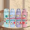 1PC Teacher Assistant Quote Text 750ml Color Plastic Water Bottle Leakproof Flip Straw Lid For Sports Office Home Use