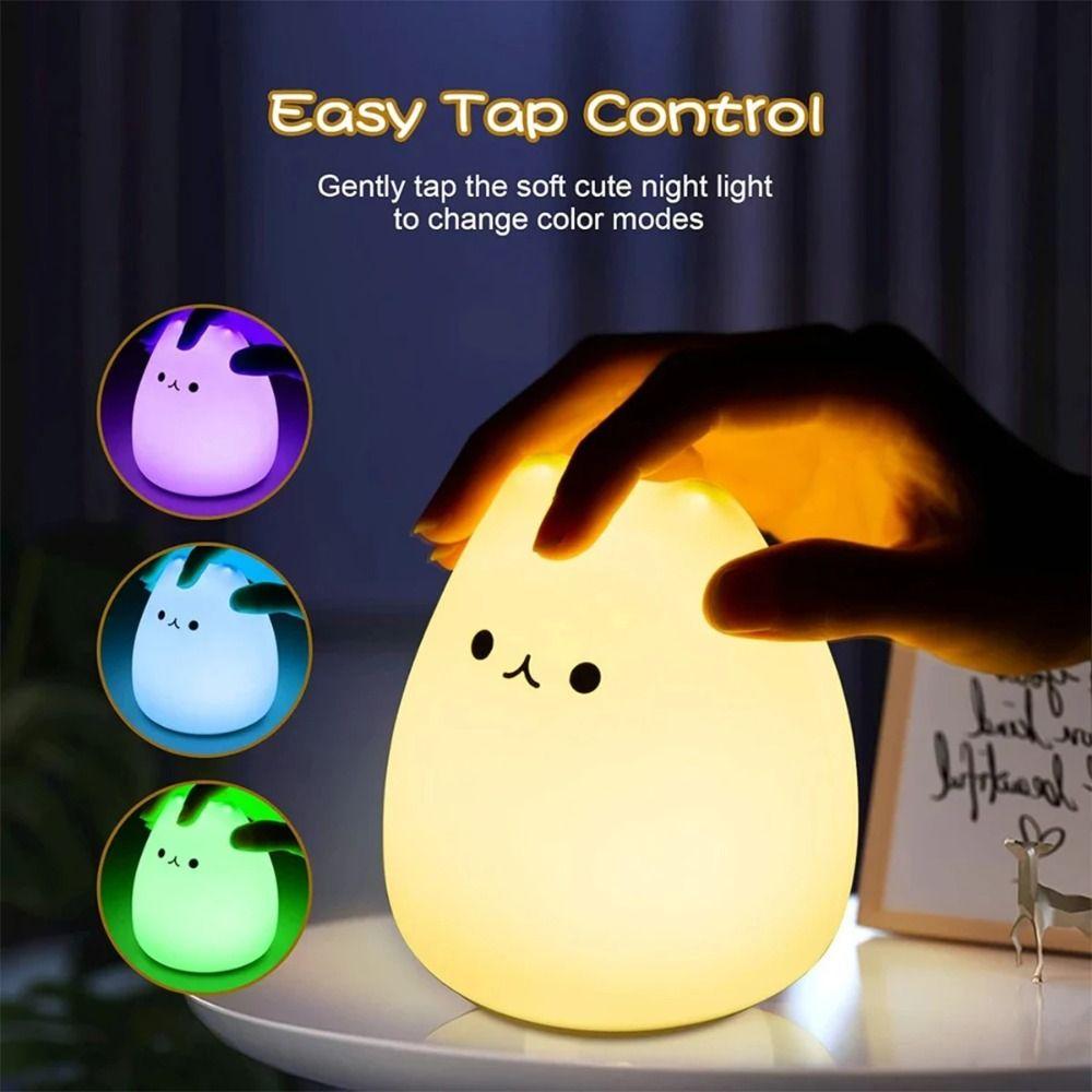LED Colorful Cat Silicone Light Animal Cat Indoor Sensor Lamp  Children Kids Room