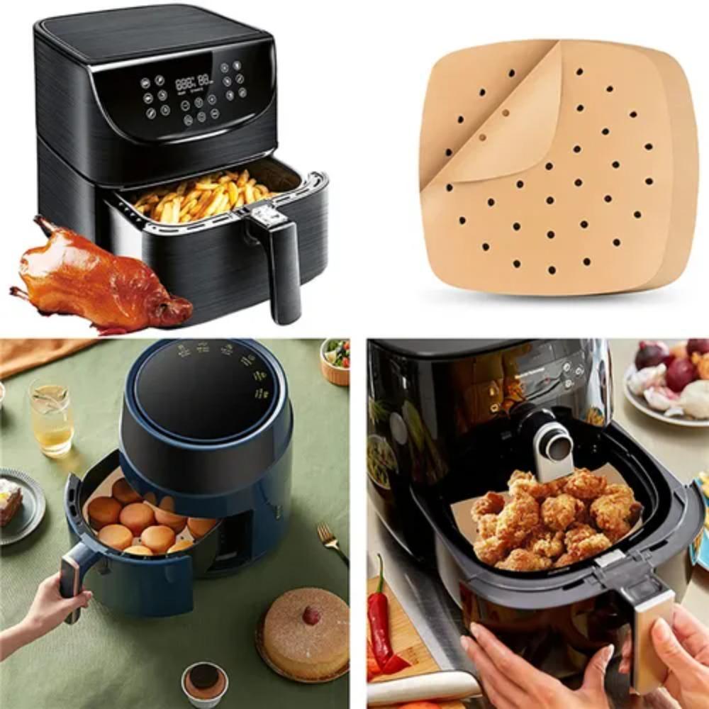 100pcs Non-Stick Air Fryer Paper Square Round Rectangular Baking Oil-proof Paper  Steamer