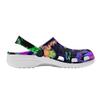 Weiße EVA-Clogs mit buntem X-Print, Leichte Slip-On Gartenschuhe, Atmungsaktive Sandalen für den Strand, Innen- und Außenpantoffeln für Damen und Herren