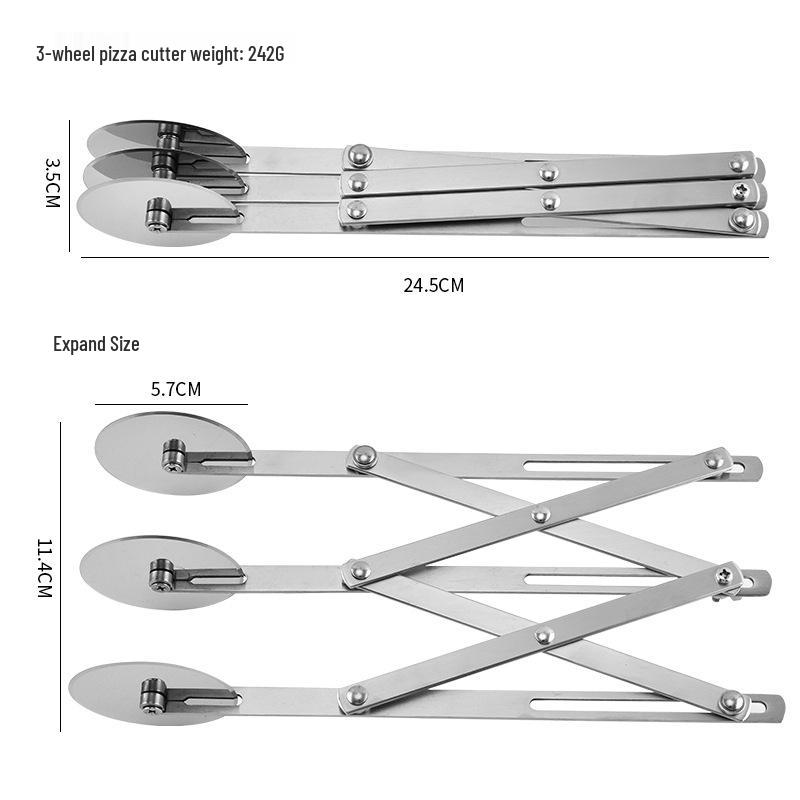 Adjustable Stainless Steel Multi-Wheel Pizza & Youtiao Cutter