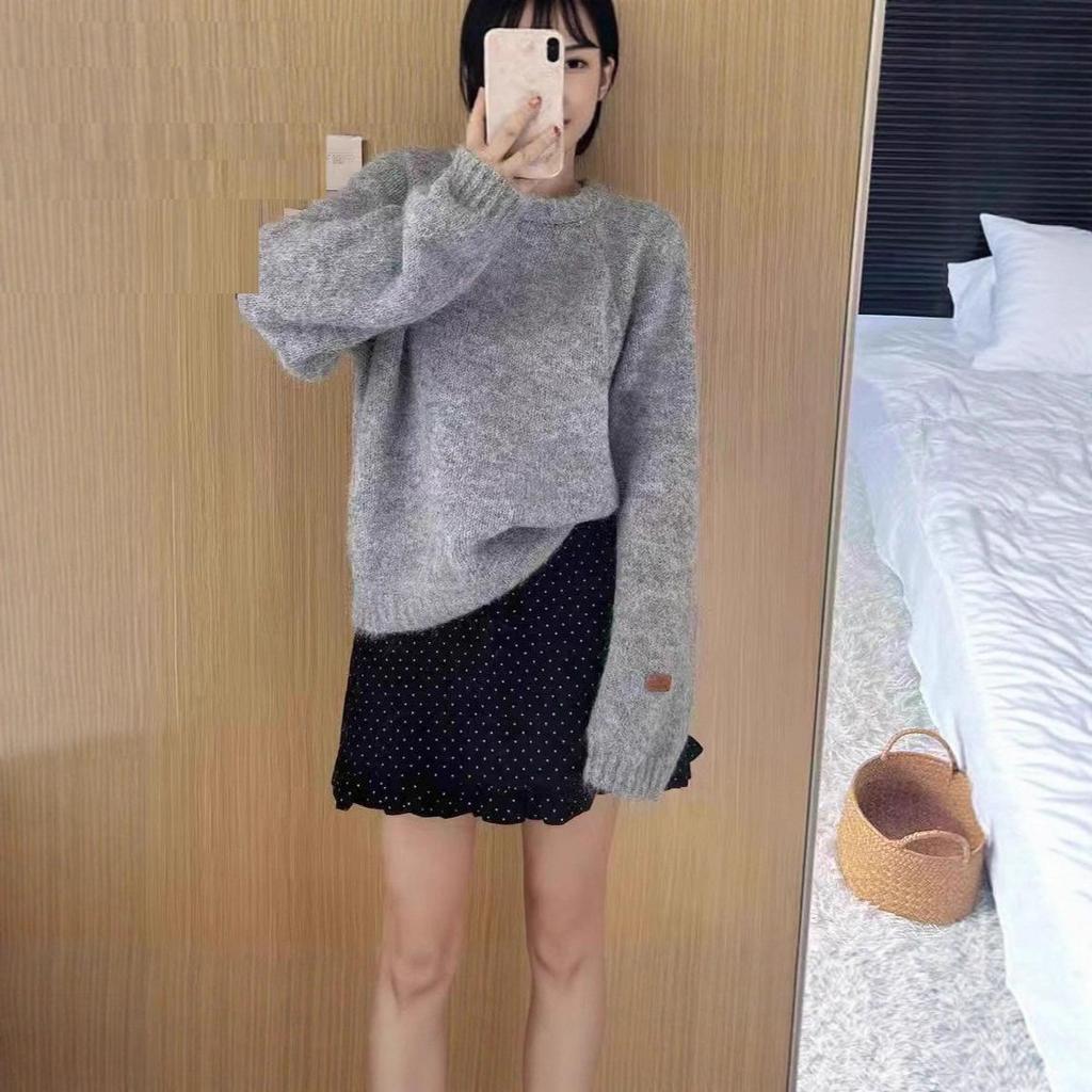 Women's Korean Style Soft Knit Round Neck Pullover - Autumn/Winter Loose Fit Sweater