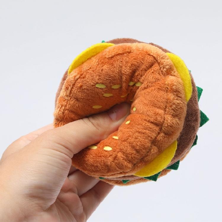 Dogs Chew Toy Pet Cats Squeak Toy Plush Toy Hamburger Boredom Dogs Chewing Toy