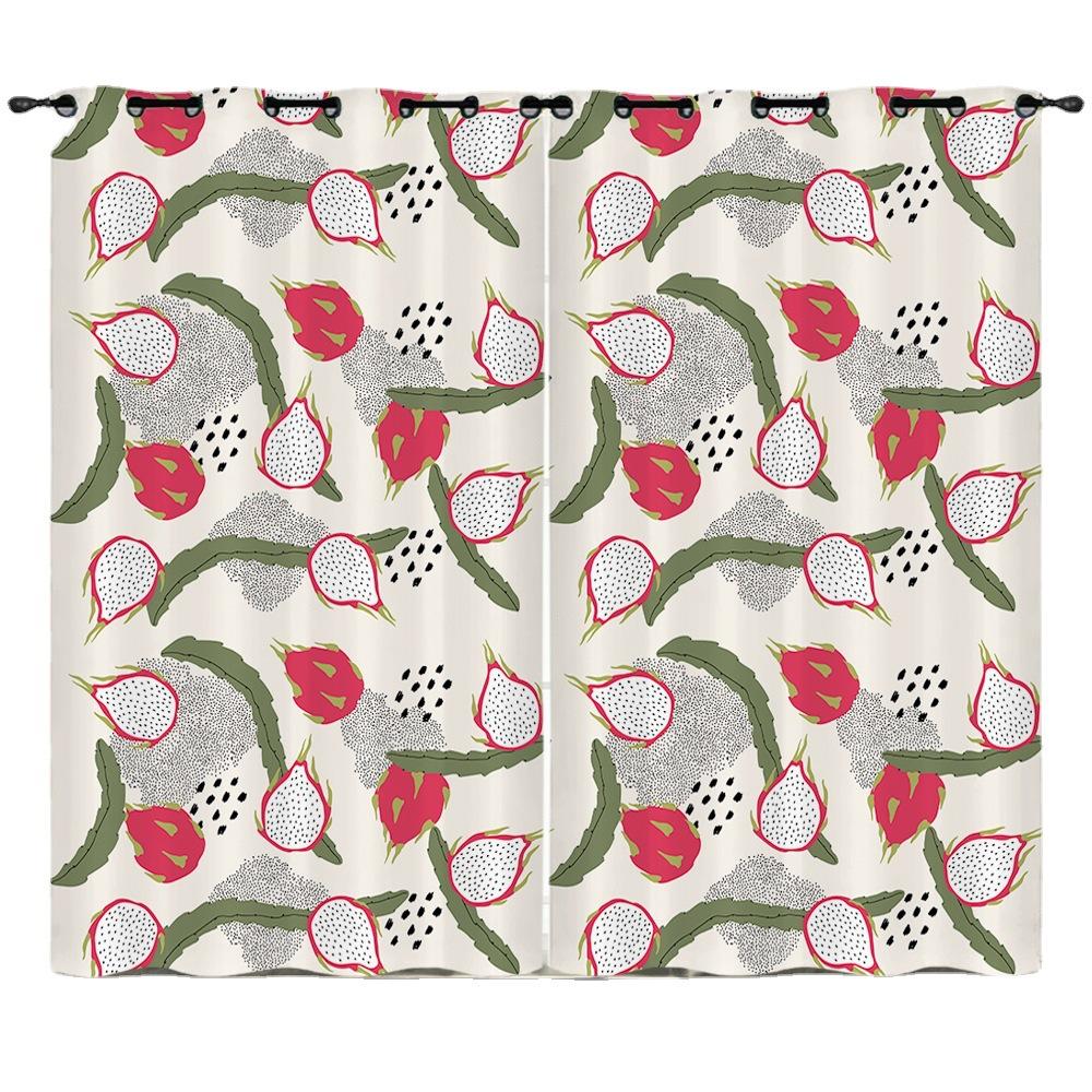 Curtain Cartoon Fruit Dragon Fruit Love 3D Digital Printing Blackout Curtain Punching