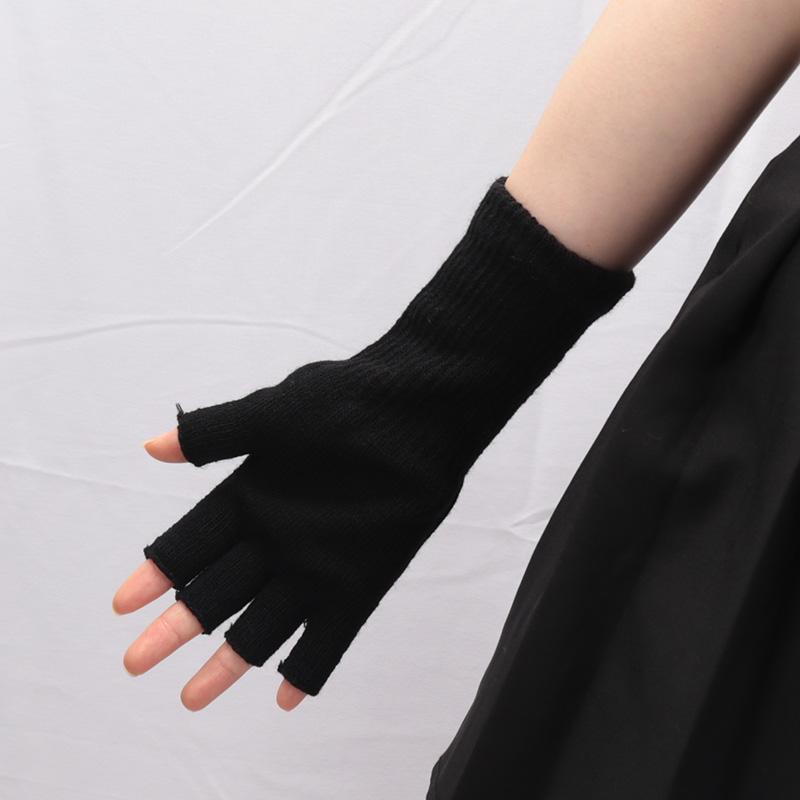 Black Knitted Gloves Winter Thermal Warm Fingerless Fashion Men Women Riding Cozy Writing Driving Work Gloves Elastic Mittens