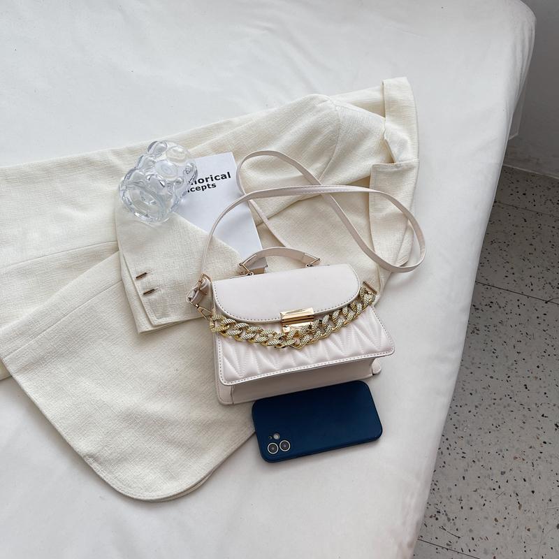 Fashion Leisure Design Women Handbag PU Solid Color Lady Shoulder Bag Chain Decoration Female Crossbody Bag For Outings Commute