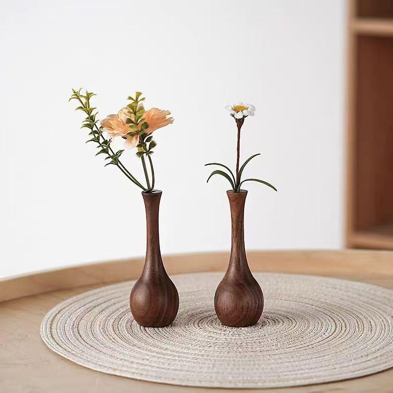 Creative Black Walnut Solid Wood Small Vase Wooden Crafts Home Living Room Decoration Dining Table Small Vase Solid Wood Vase