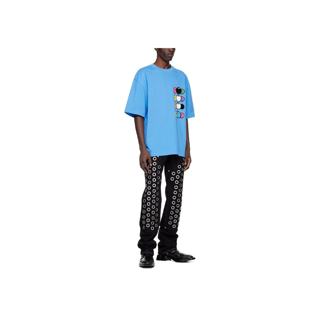 WE11DONE Cartoon Print Loose Fit Round Neck Short Sleeve Drop Shoulder T-Shirt Women T-Shirts WD-TT1-22-650-U-BL