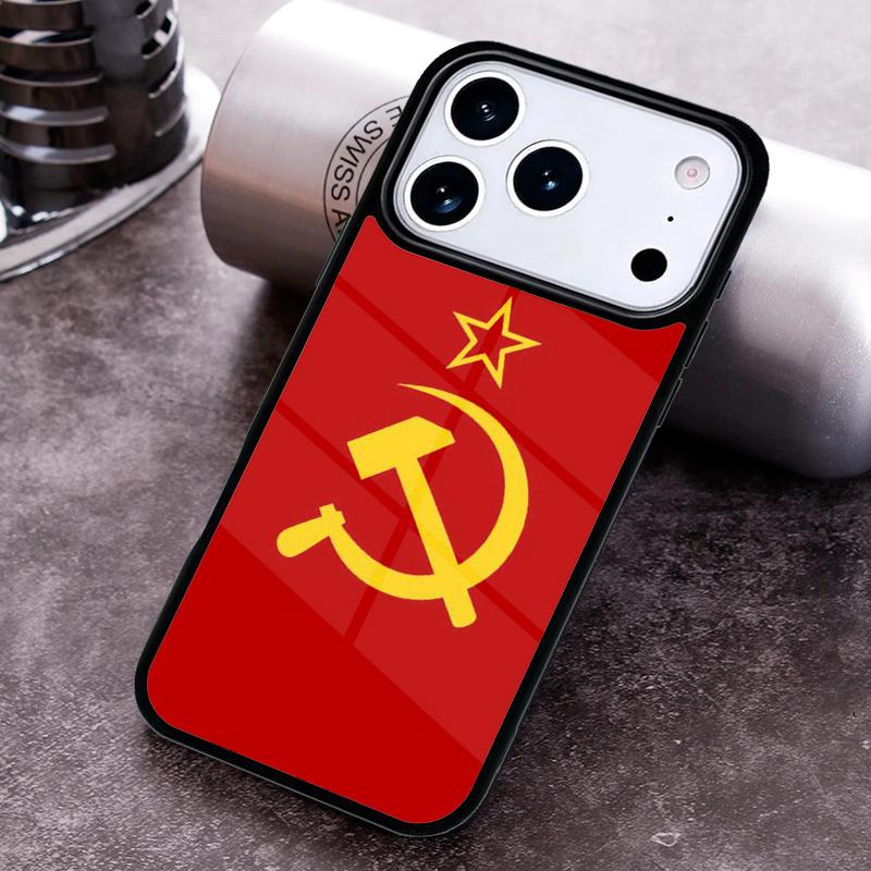 lenin Soviet Union flag Bling Cute Phone Case for iPhone 17 16 15 Pro Max Air 14 13 12 11 Plus Shockproof Capa Cover