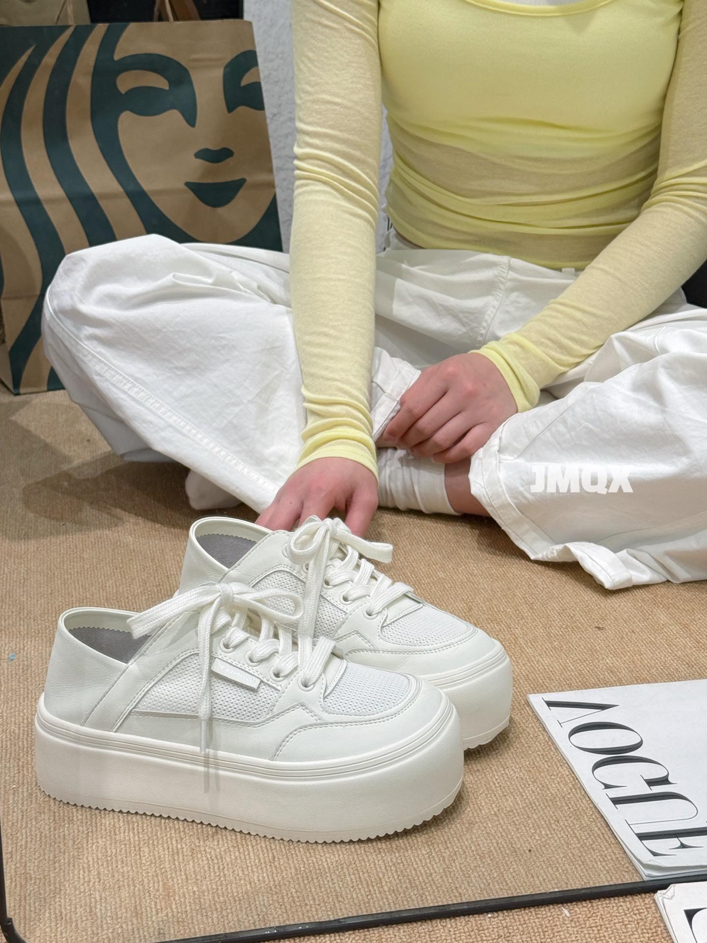 

Yellow mesh leather two wear little white shoes women s summer new height increase breathable feet small casual shoes 35 белый