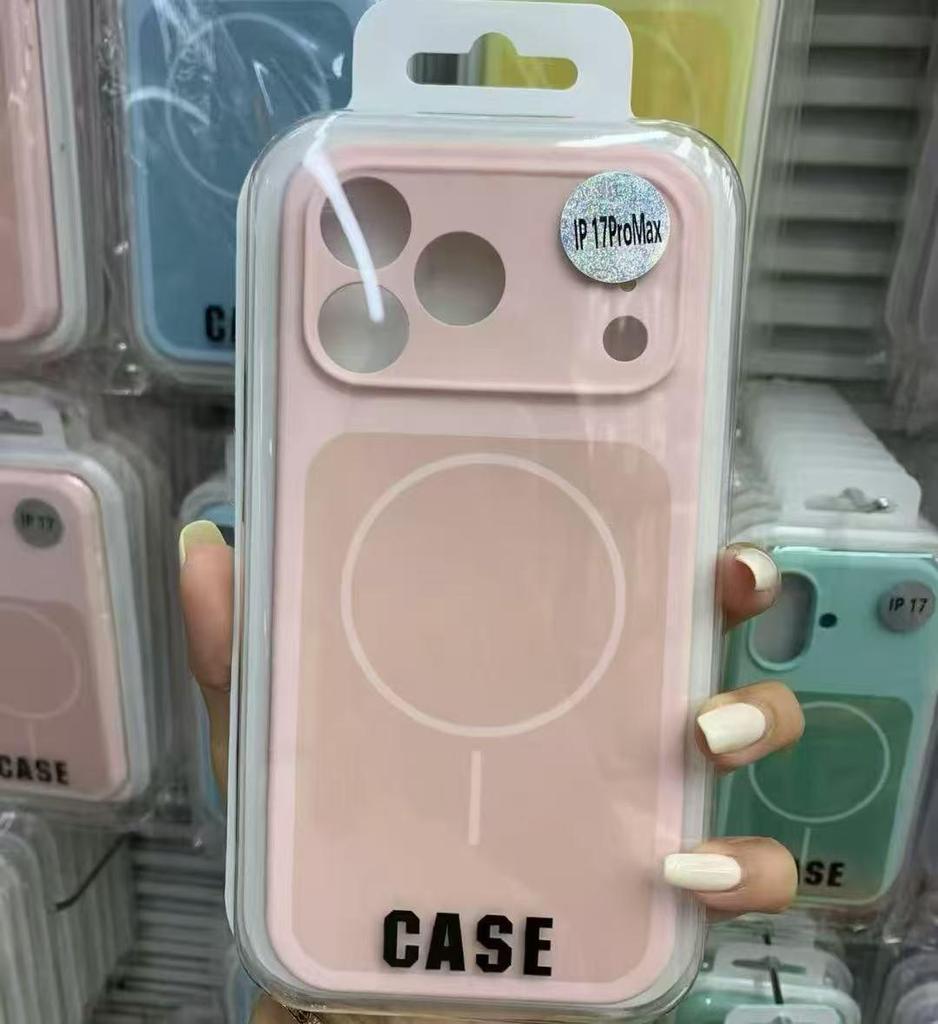 iPhone 17 Pro Max Liquid Silicone Magnetic Color-blocking Thin Protective Case