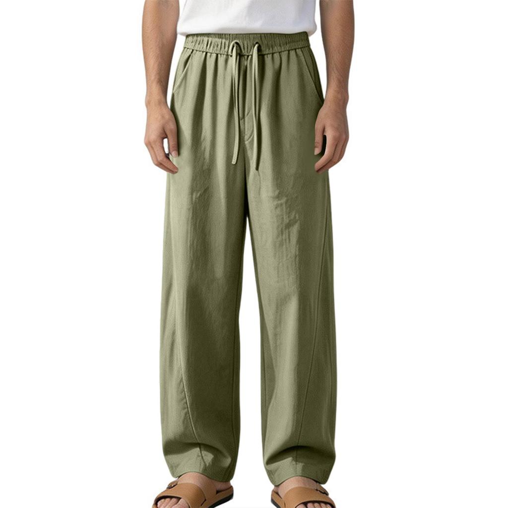 Men's Casual Wide Leg Pants, Loose Fit, Straight Leg, Color