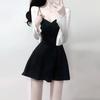 Knit Fabric Summer Slip Dress With Sleeveless Ties For Casual Night Out