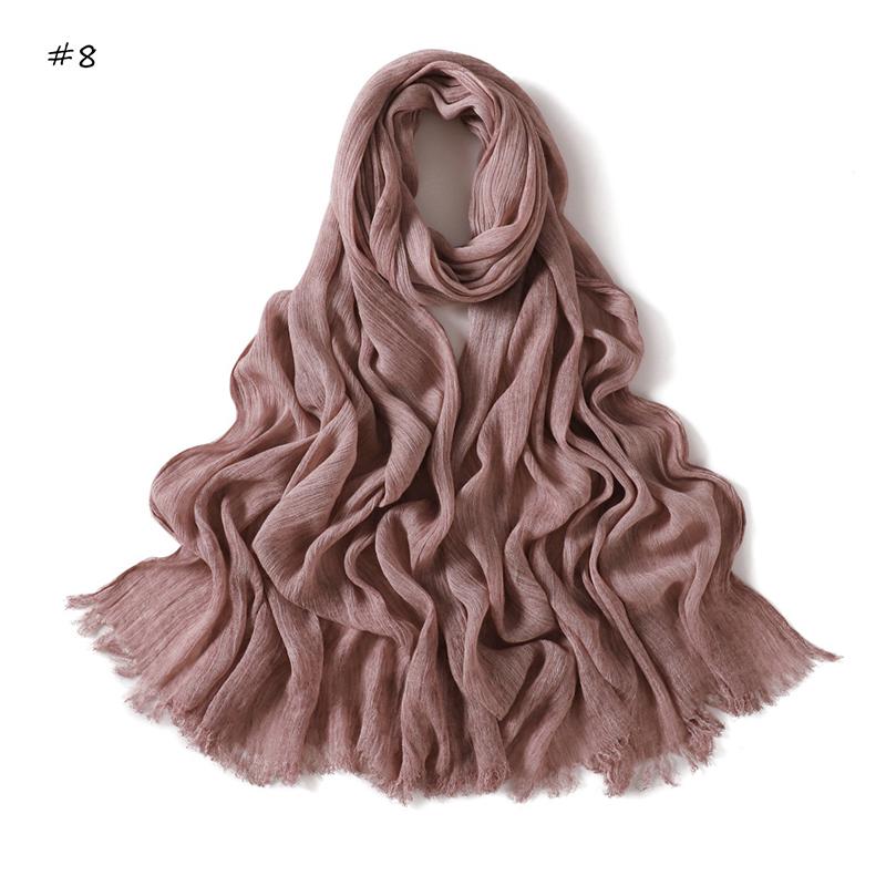 180*65cm Batikové mačkané viskózové hidžáby pro ženy Muslimský šátek Šály Jednobarevné Dámské Prodyšná čelenka Turban Femme Ramanda