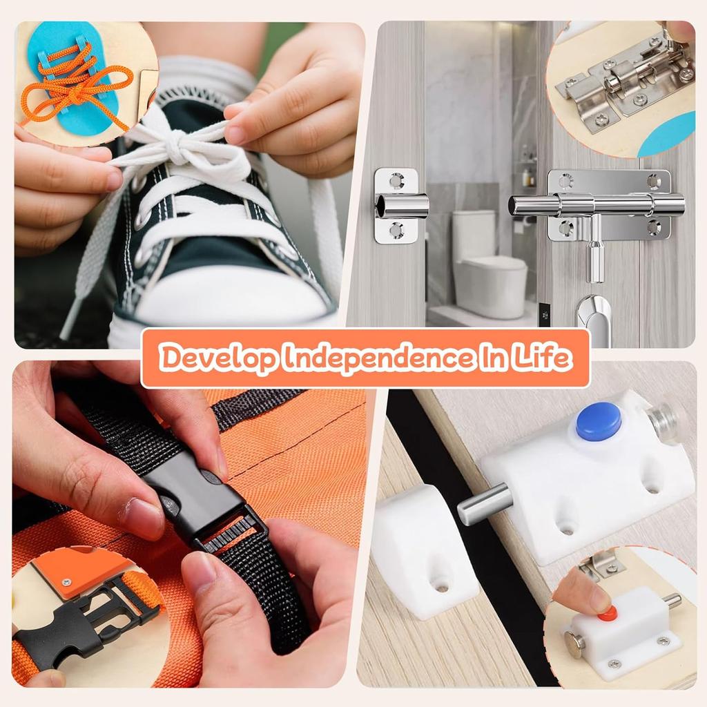 Wooden Busy Board for Toddlers,Montessori 9 In1 Sensory Fine Motor Skills Activity Board, Intelligence Development Toys Gift