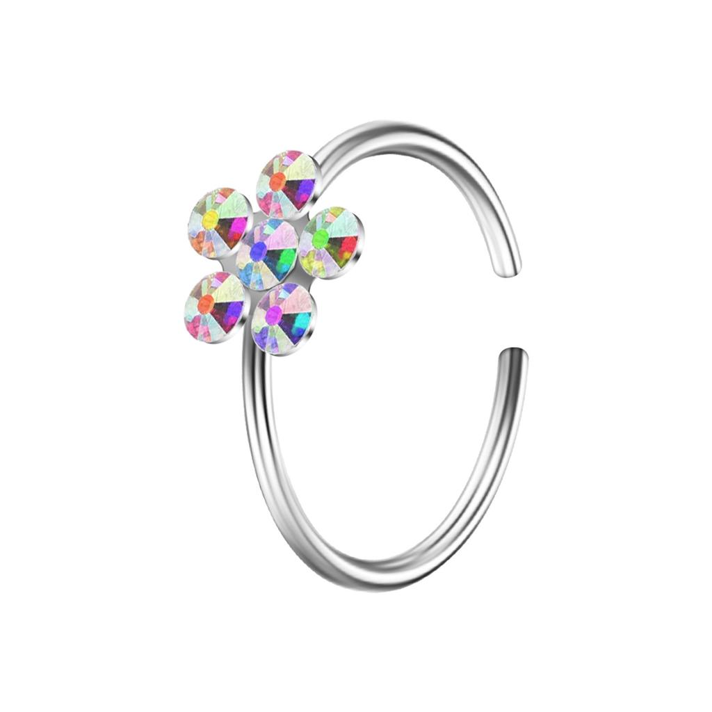 Exquisite C-shaped Diamond-set Petal Nose Ring Exotic Nose Decoration Nose Clip Human Puncture Jewelry