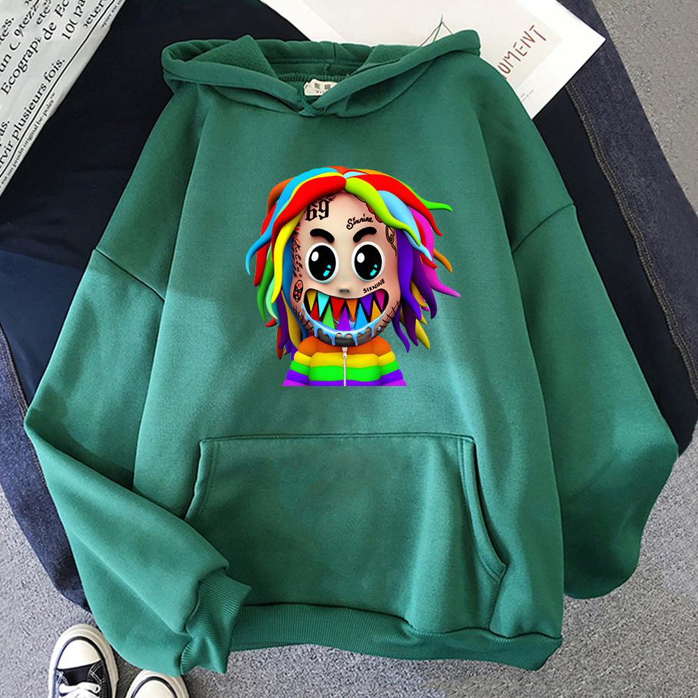 

6ix9ine Tekashi69 Новые кавайные японские повседневные толстовки в стиле Харадзюку для женщин и мужчин в корейском стиле, пуловеры, женские толстовки, одежда XS