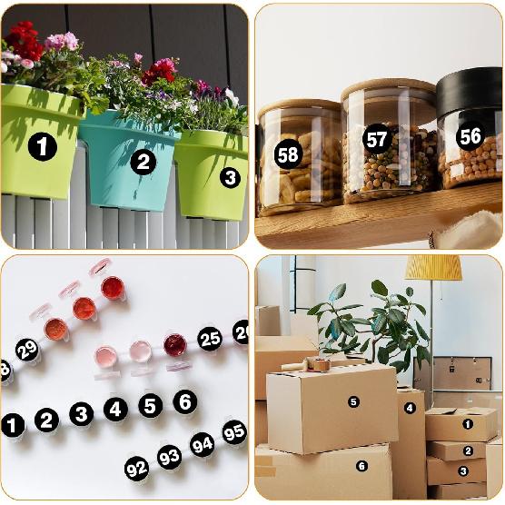 1 Inch Number Sticker, Waterproof Round Consecutive Number Stickers 1-100,Black Small Vinyl Decals for Office, Classroom, Storage, Inventory, Indoor,