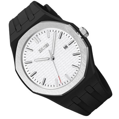 SKMEI Watch Simple Black Silicone Sports Waterproof Arm Watch Stylish Casual Brand Analog Quartz Watch Date Fluorescent Present High School Student