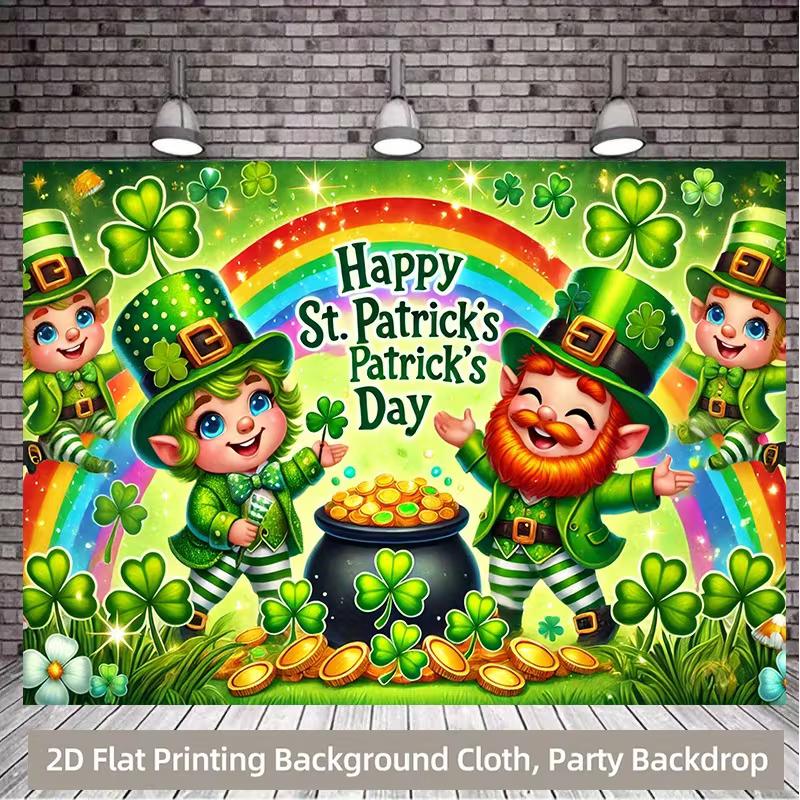 2D Leprechaun Rainbow Shamrock Backdrop Holiday Shoot Banner