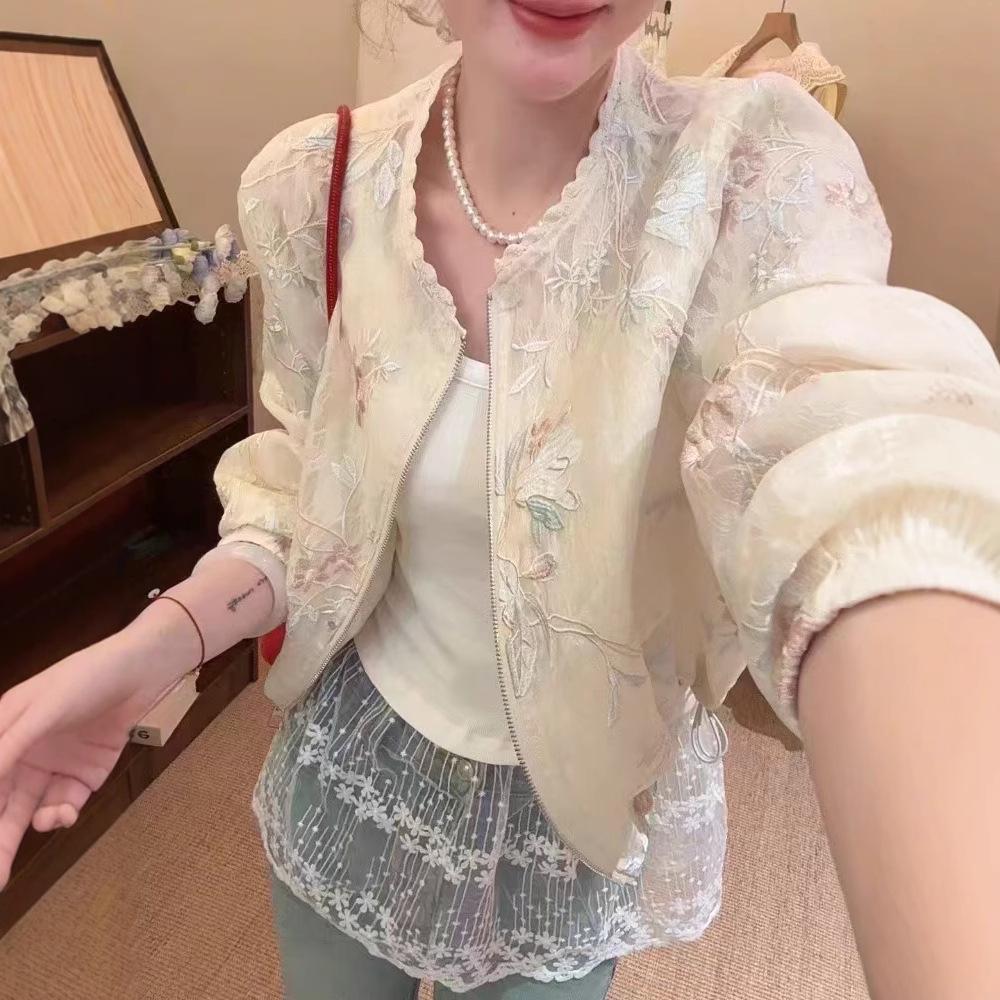 

Women s Lace Jacquard Sun Protection Cardigan - Spring/Summer 2025, Slimming & Versatile European Style Short Jacket Top M