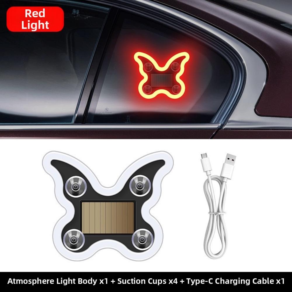 Solar Powered Car Neon Lights Suction Cup LED Ambient Light Car Neon Light  Front Rear Windows