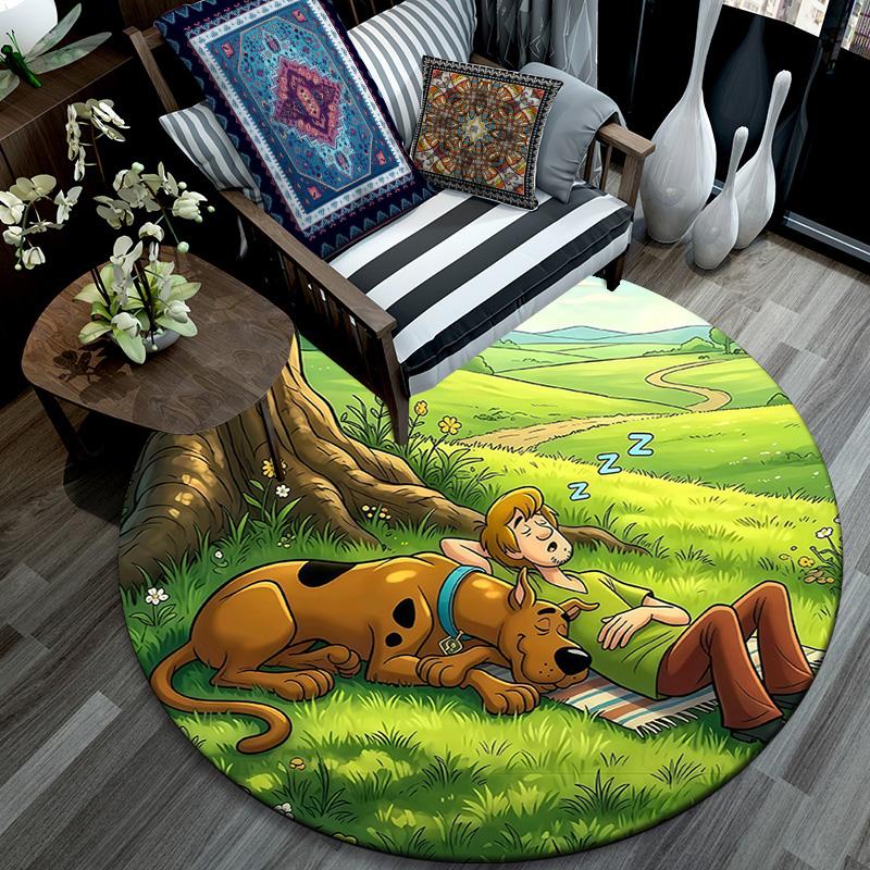 Scooby‑Doo Round Area Rug,Carpet Rug for Living Room Bedroom Sofa Playroom Decor,Non-slip Floor Mat