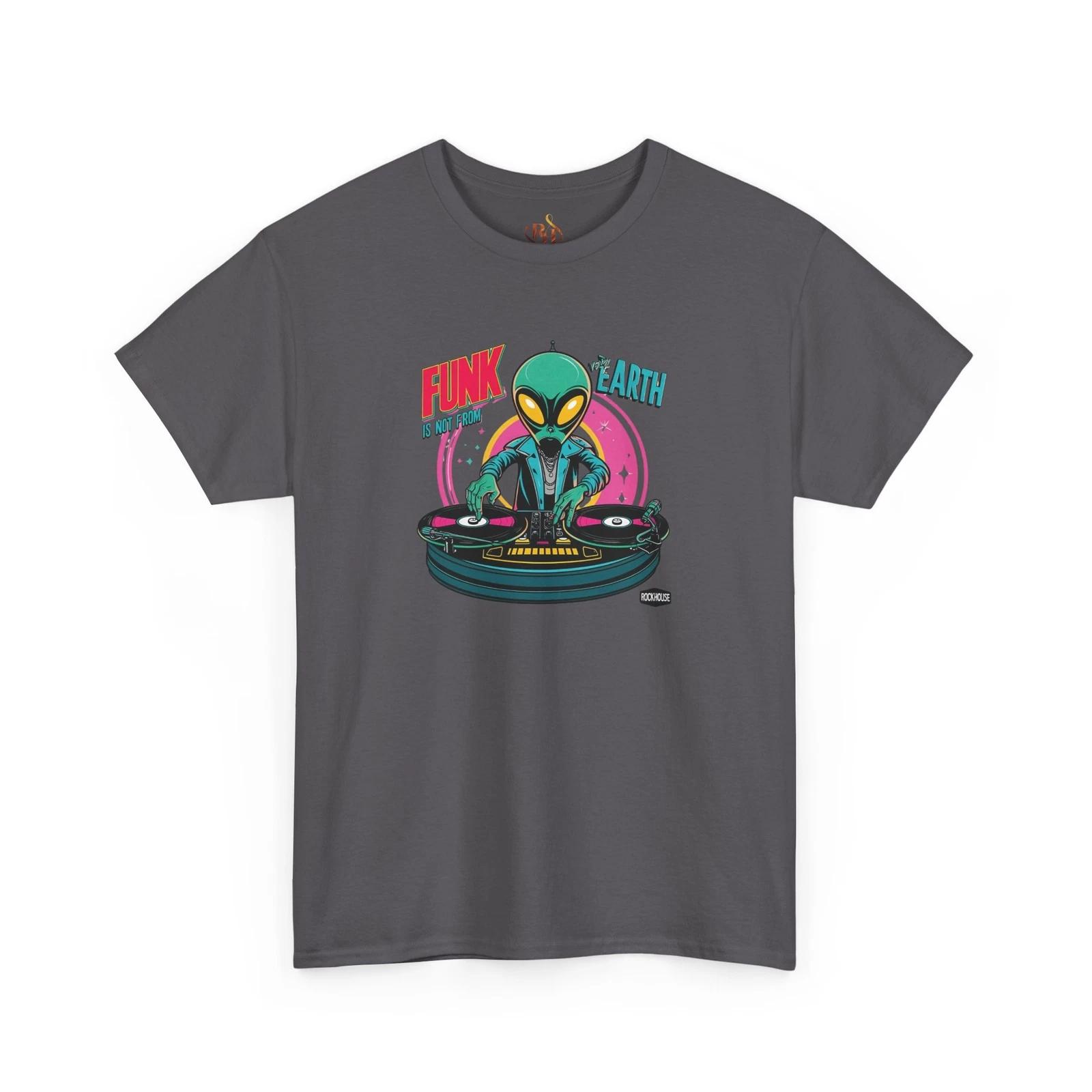 Funk Alien DJ Tee, Retro Music Lover T-Shirt, Unisex Graphic Band Shirt, Funny T 4XL